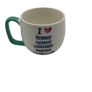 Threshold‎ Porcelain Mug "I ❤️ Weekends" White Dishwasher Safe